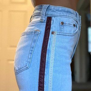Abercrombie & Fitch Simone High Rise Slim Jeans W/ Red and White Stripes